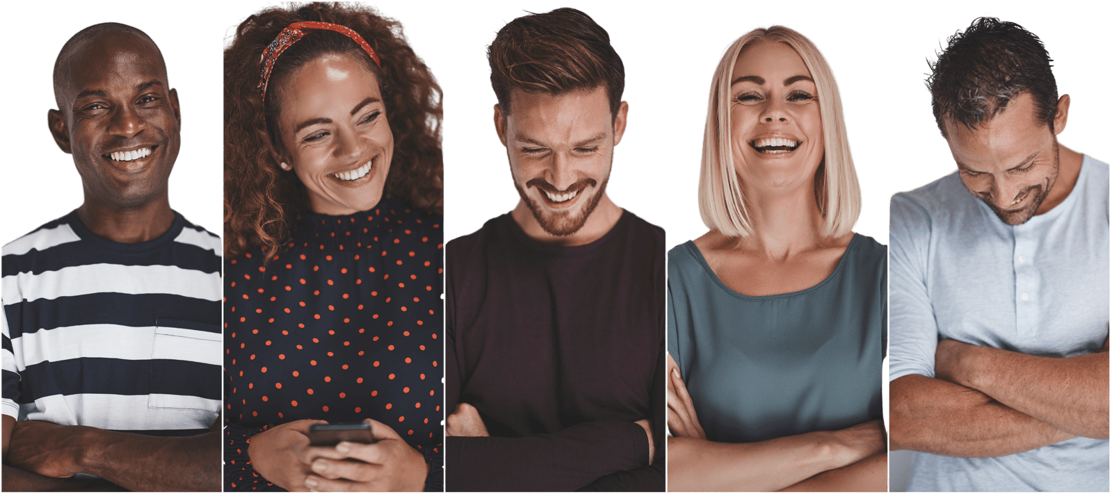 Diverse group of people laughing together